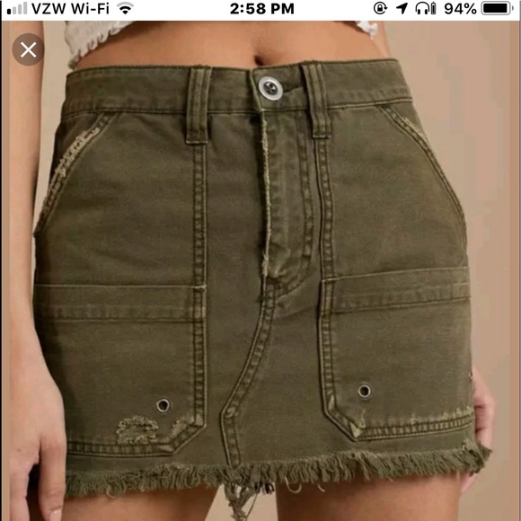 Free People Dresses & Skirts - Free People distressed mini skirt in army green
